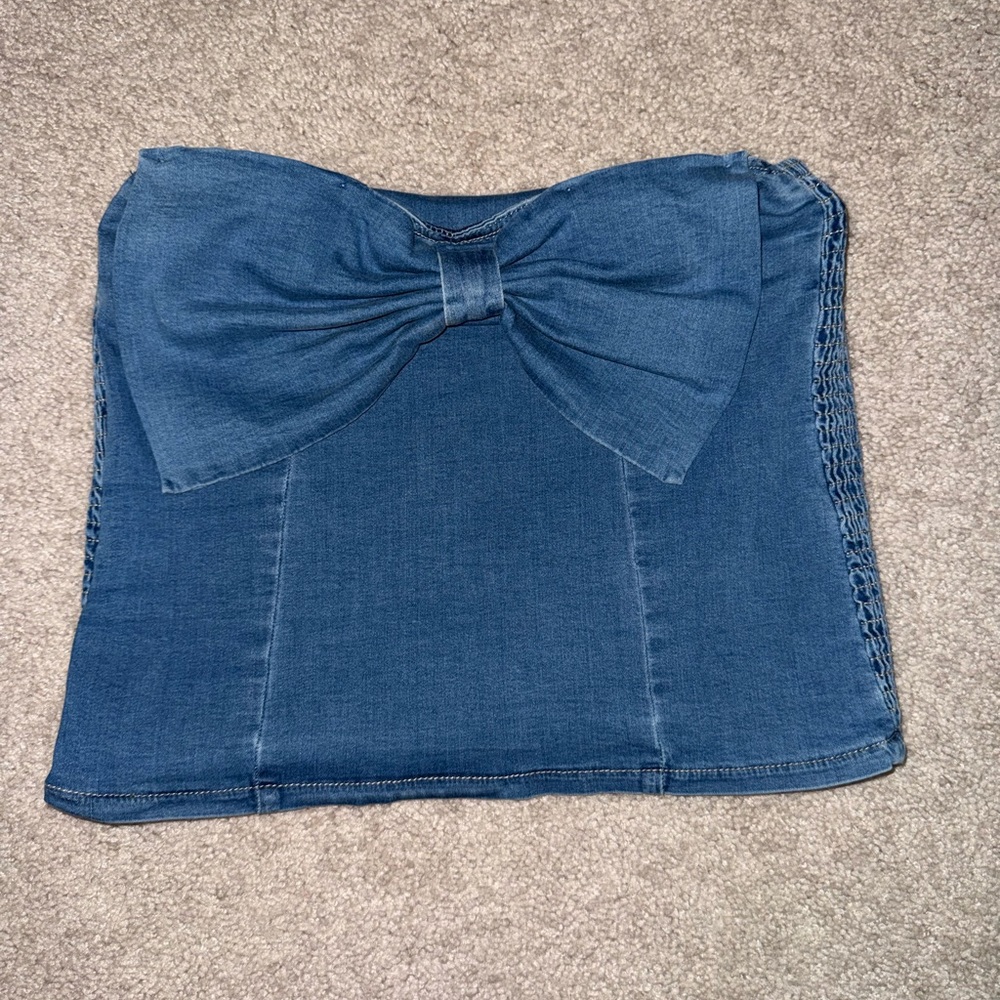 Denim Blue Bow Tube Top